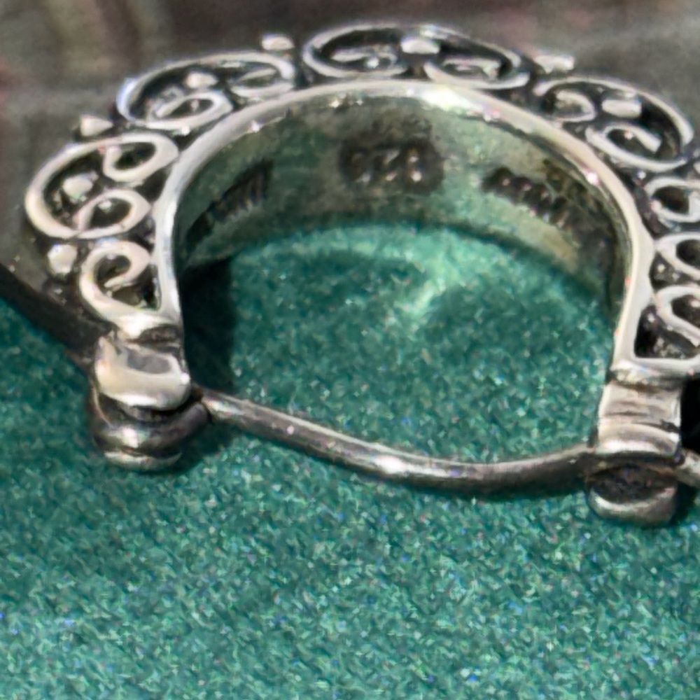 Mother of pearl 925 Silver Hoop Earrings - Picture 4 of 5